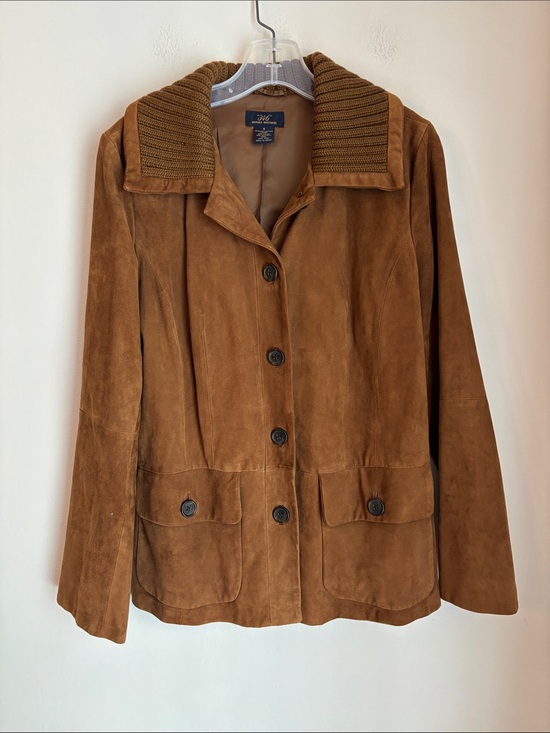 Brooks Brothers Jackets & Blazers - Brooks Brothers women Suede leather Button-Front Jacket Chestnut Brown Large